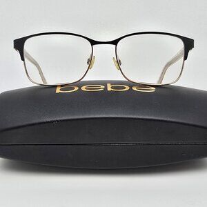 Bebe BB5190 001 Jet Black Gold on Crystal Eyeglasses Frame w/ Flexhinge and Case
